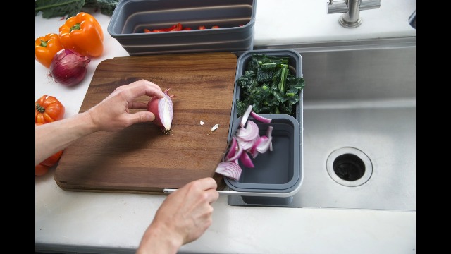 TidyBoard V2 Meal Prep System - Acacia Cutting Board - The Quick